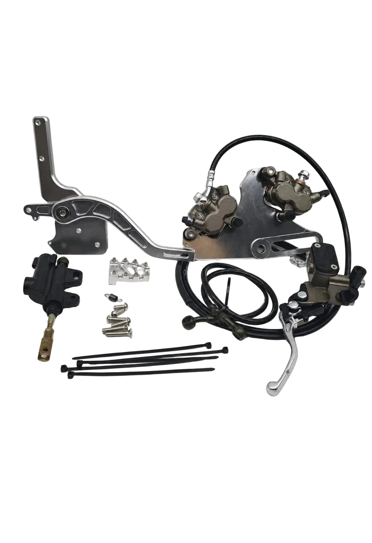 Tuttio Soleil 01 brake kit with hand lever, foot pedal, dual caliper mount and hardware