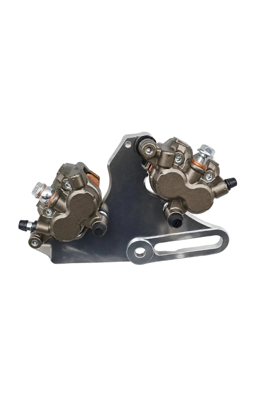 Two brake calipers on the Tuttio Soleil 01 dual caliper mount