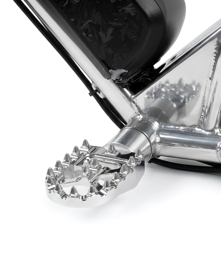 Chrome ebike peg kit installed on super 73