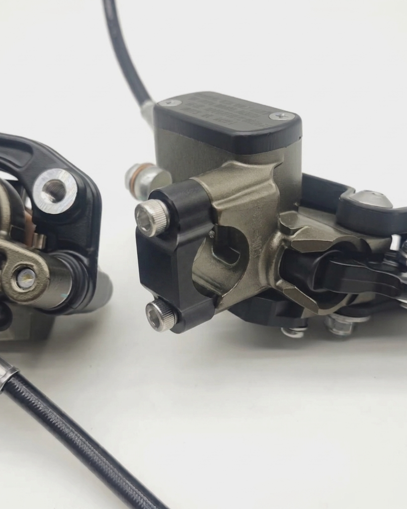 Ultra Bee brake mount clamp installed, upgrade over stock