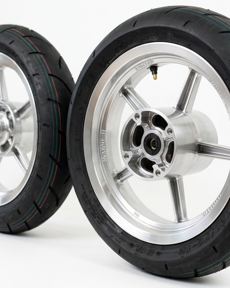 12-inch supermoto wheels for ETM RTR and Heybike Villain with street tires
