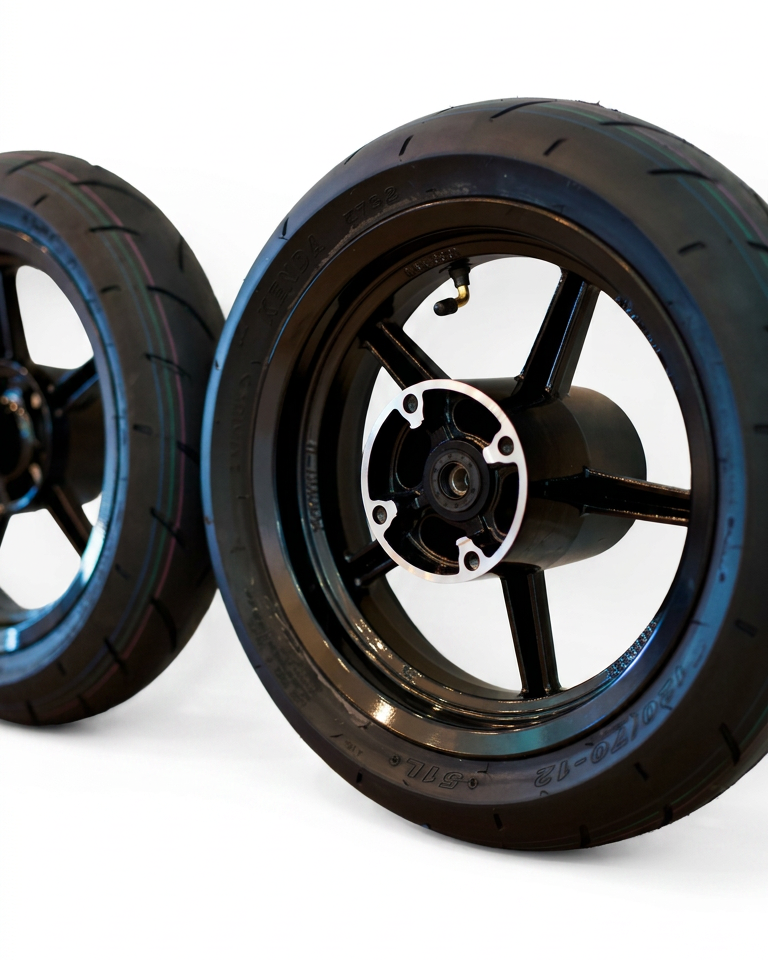 Black 12-inch mini moto supermoto wheelset for Yozma and Tuttio
