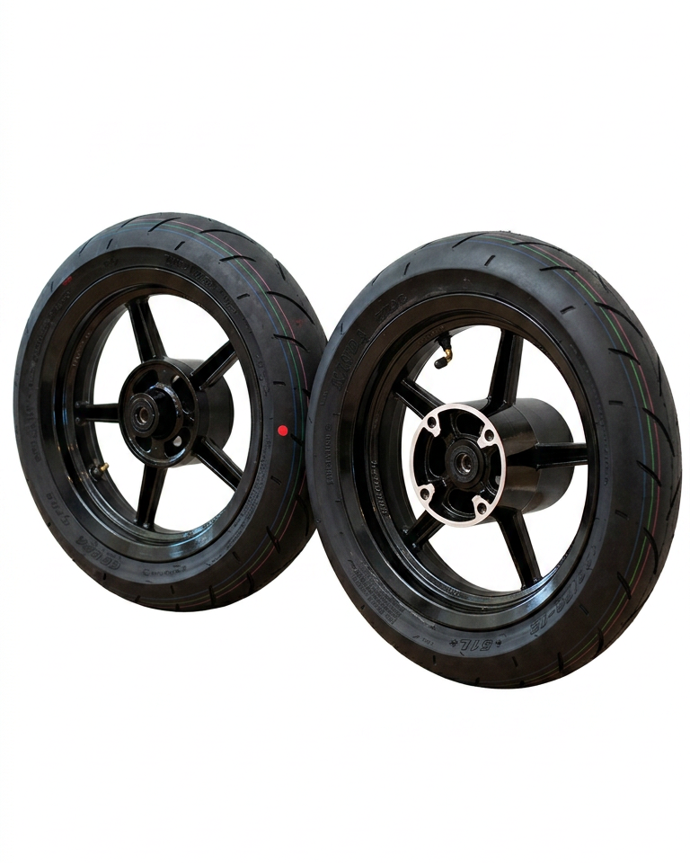 12-inch front mini e-moto supermoto wheel and street tire