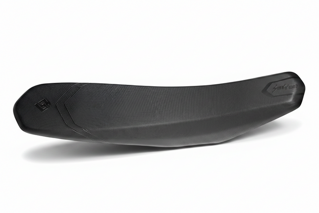 Surron Ultra Bee low-cut seat showing contoured shape and textured cover