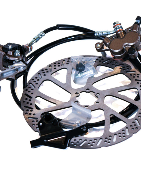 Ultra Bee brake installed on e-bike rear wheel with 220mm rotor