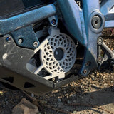 Talaria sting chrome gearbox cover installed on bike