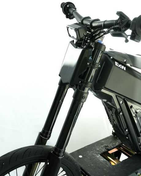 surron lbx gloss black fork wraps installed on bike ventus eride pro 