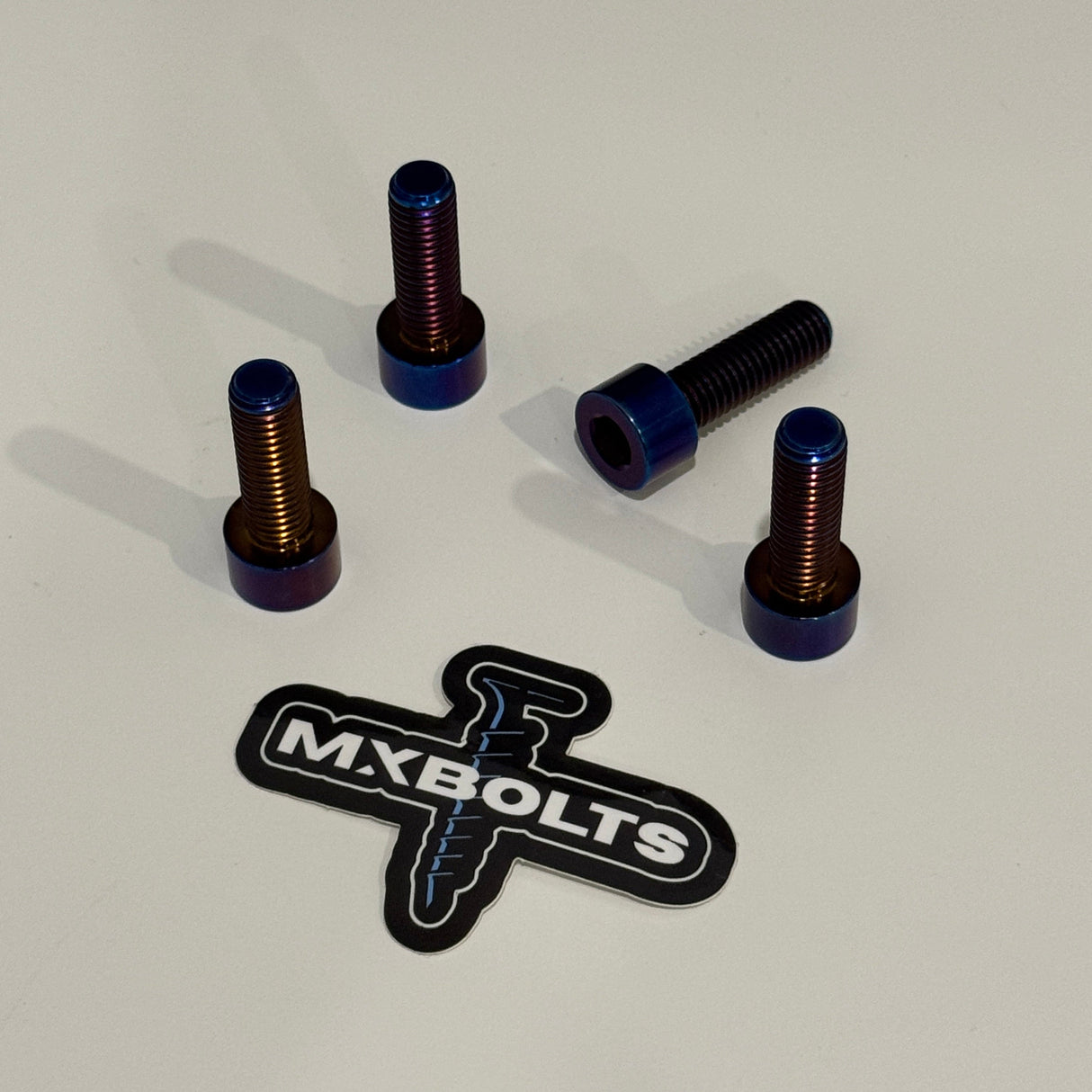 MxBolts Super73, Ridstar, MacFox Direct Mount Stem Titanium Bolts – Burnt Blue (Set of 4)