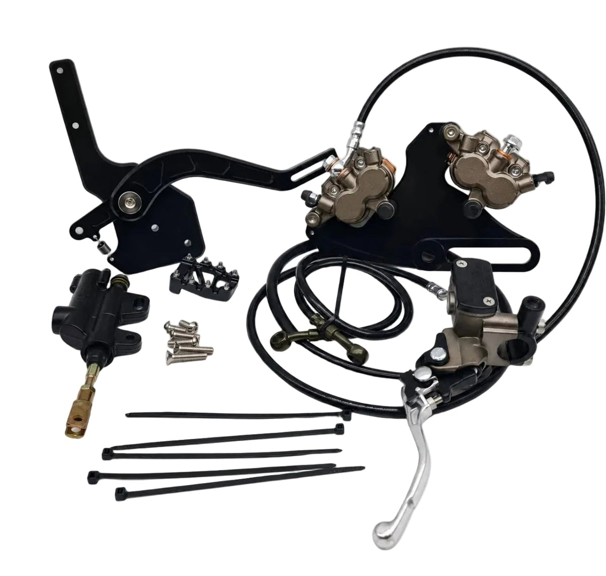 Tuttio Soleil 01 hand and foot brake assemblies with two calipers and connecting lines