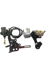 Talaria moto footbrake assembly with caliper mount, brake hose and hardware