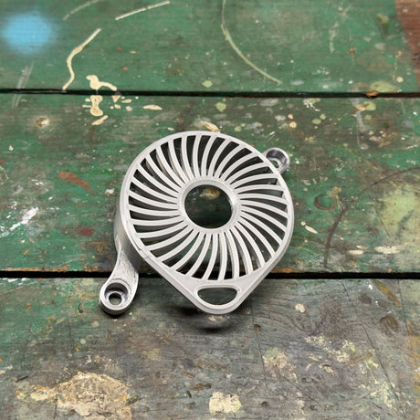 Spiral style Sur-Ron LBX motor cover, silver 3D printed