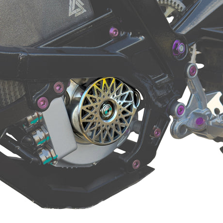 Sur-Ron Ultra Bee aluminum motor cover, milled 6061 billet in three styles