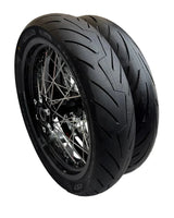 Black Surron Ultra Bee 17 x 3.50-inch rear supermoto wheel and CST tire