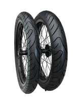 E-moto with 17-inch supermoto wheels installed for paved street riding