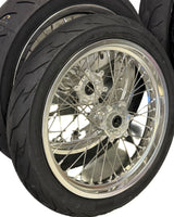 Silver Talaria Komodo 17-inch supermoto wheels with street tires