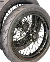 Talaria Komodo 17-inch supermoto wheelset in black with street tires