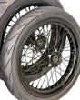 Talaria Komodo 17-inch supermoto wheelset in black with street tires