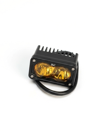 	Battery-powered yellow Baja light with handlebar switch